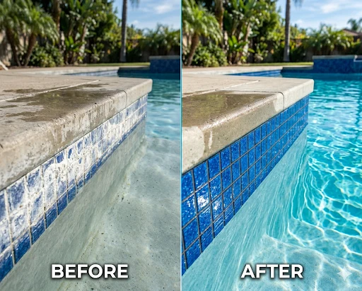 pool tile calcium removal